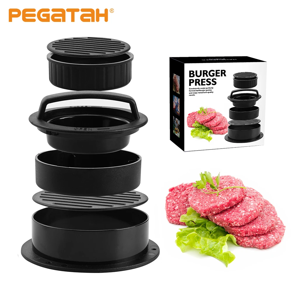 

ABS Hamburger Press Maker Meat Pie Stuffed Burger Press Mold Baking Paper Liners Round Shape Non-Stick Patty kitchen utensil