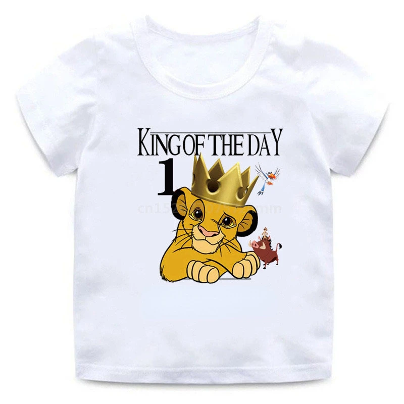 

DIY Disney The Lion King T Shirt Birthday Shirts Boy's Anime Simba Shirt Baby Clothes Short Sleeve Tee Tops for 2-9 Years