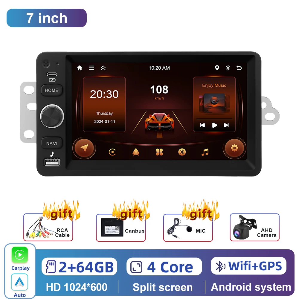 Podofo 7-дюймовый автомобильный стерео радио для Chevrolet GMC Hummer Savanna 2003-2006 Carplay Android автонавигация Bluetooth WIFI плеер