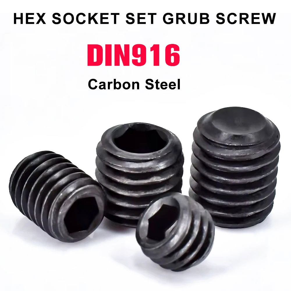 

DIN916 304 stainless steel Black Grade12.9 Set Grub Screw Hex Hexagon Socket Allen Cup Point M2 M2.5 M3 M4 M5 M6 M8 M10 M12