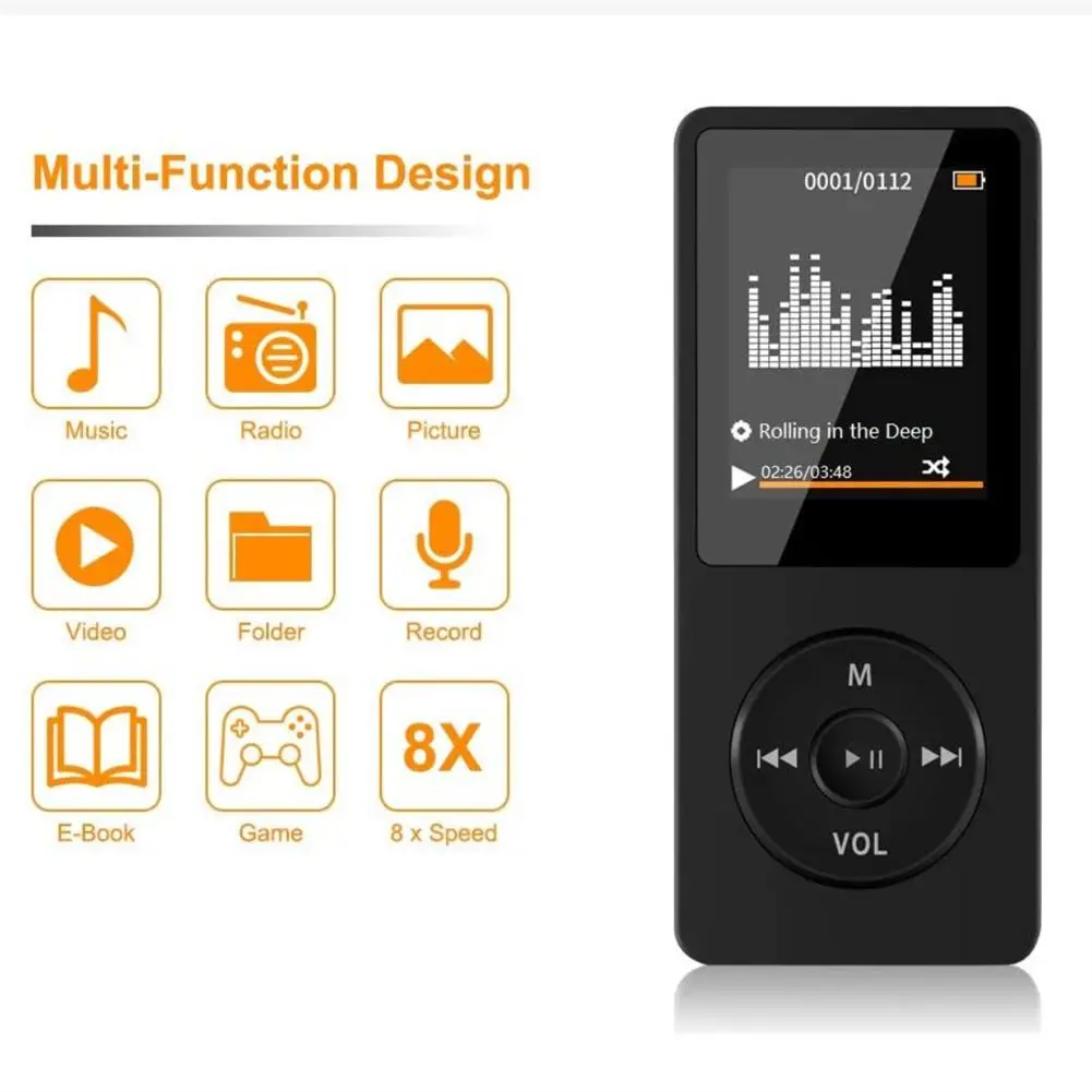 

Mp3 Player Mp4 Recording Pen 1.8-inch Tft Display Multi-functional Fm Radio Student E-book Recorder Built-in Microphone