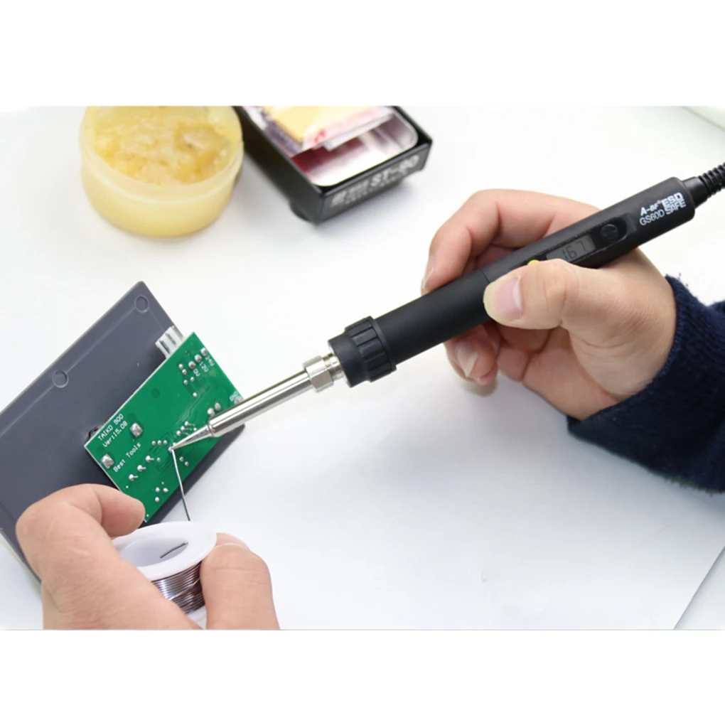 

Электрический паяльник с регулируемой температурой, 80 Вт, комплект цифрового сварочного утюга, набор инструментов с европейской вилкой