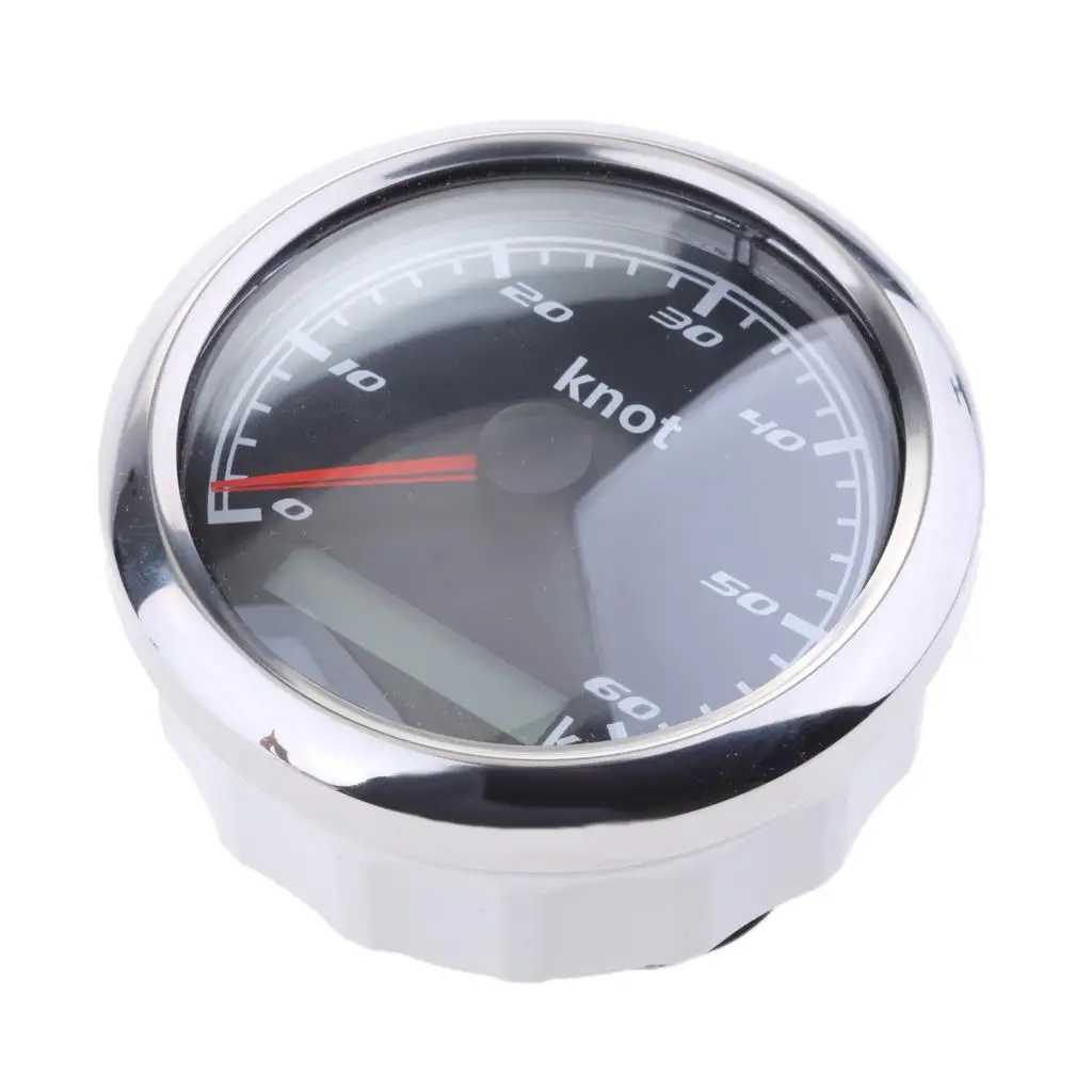 

Морской Автомобильный спидометр 0-60Knot 9-32VDC 85 мм 316L хромированный черный
