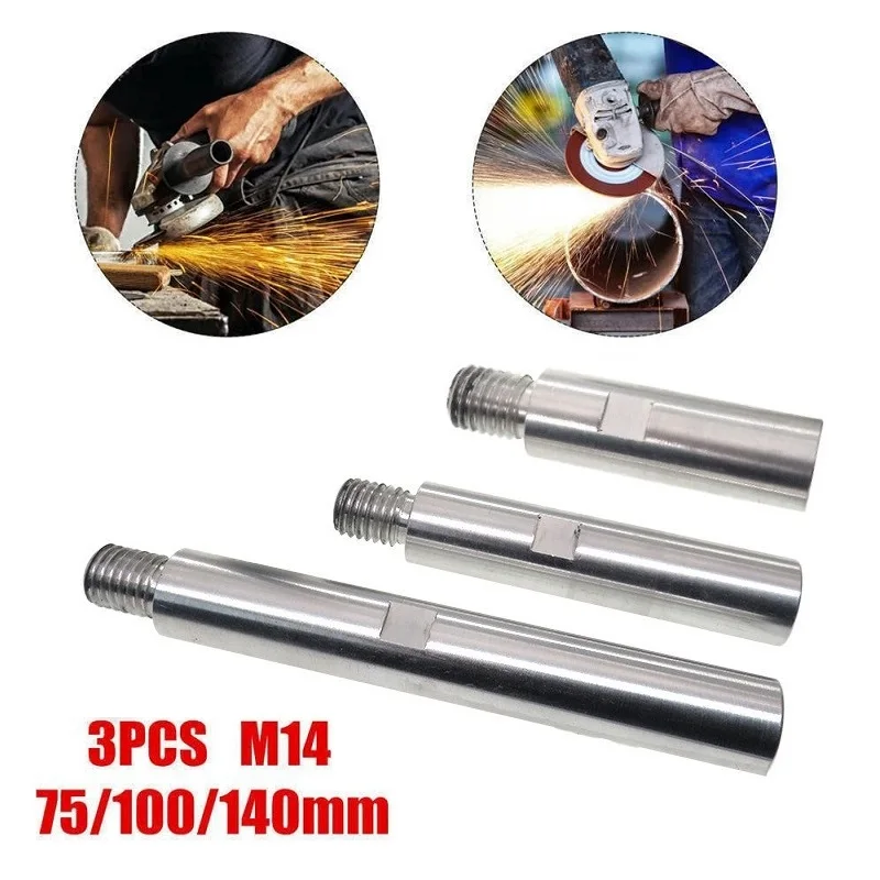 

3pcs Angle Grinder Bit Extension Shaft 75/100/140mm M14 Connecting Rod For Polishing Pad Grinding Connection Adapter