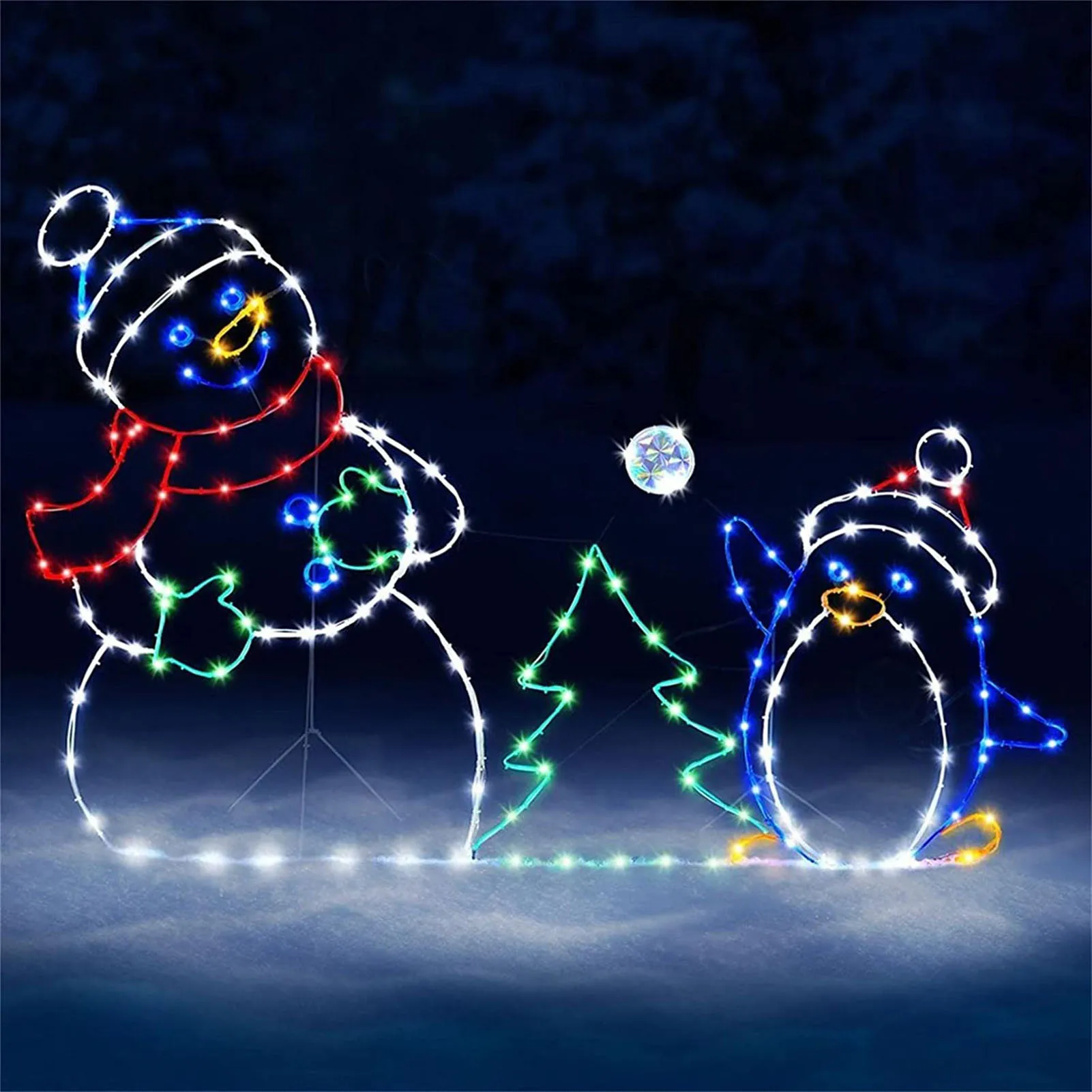 

Christmas Decoration Animated Snowball Light String Cute Cartoon Durable Reused Light Holiday Party Indoor Outdoor Decor VC