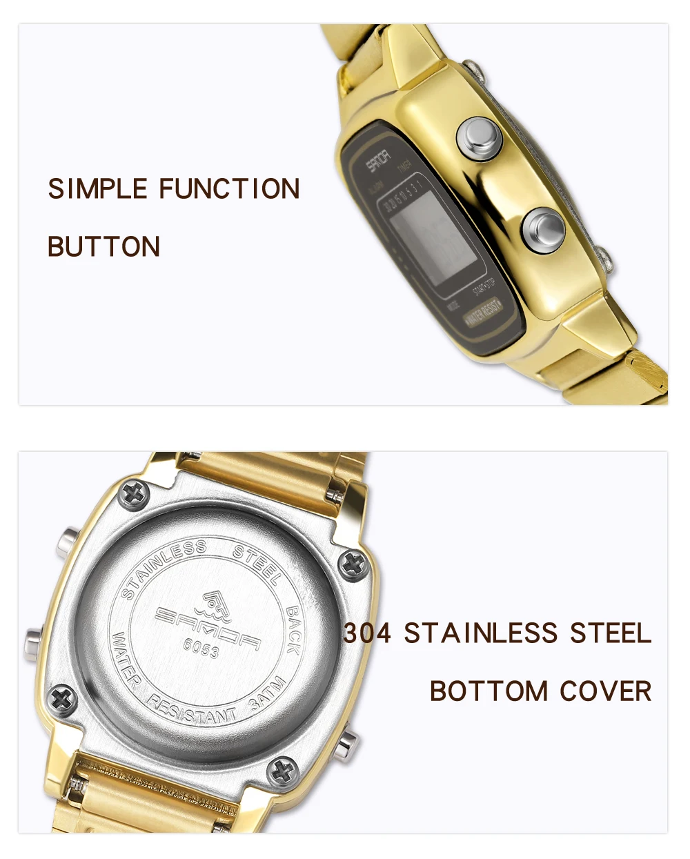 SANDA Fashion Sports Watch Multifunctional Women Electronic Watch 2023 Brand New Genuine Watches Luminous Waterproof Quartz 6053