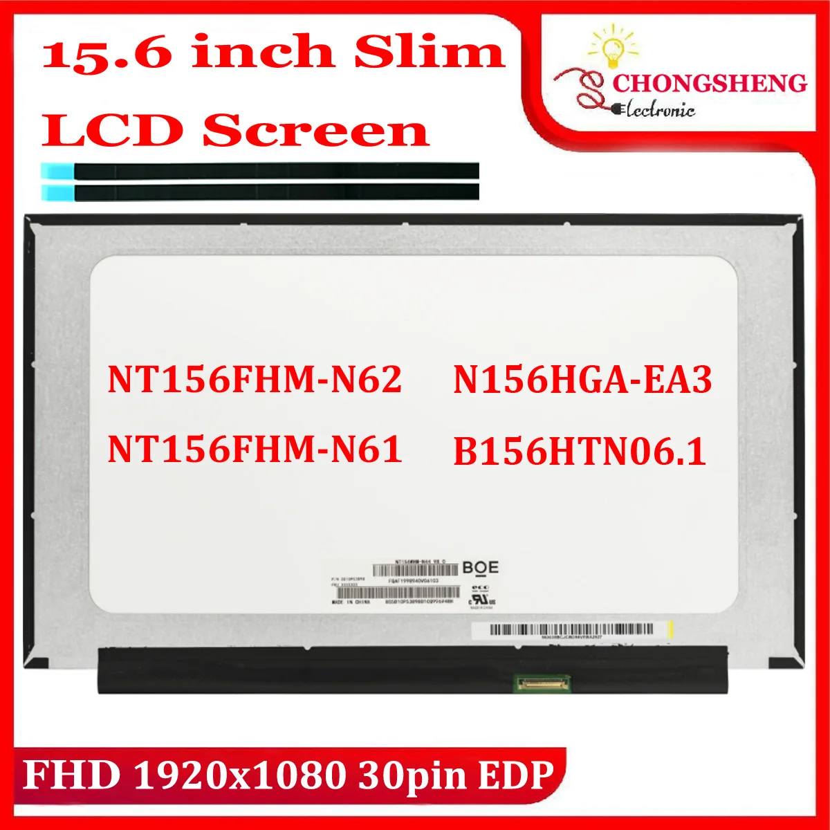 15.6 inch Slim Laptop LCD Screen B156HTN06.1 fit NT156FHM-N61 NT156FHM-N62 FHD 1920x1080 LED Matrix Display Panel 30 pins eDP
