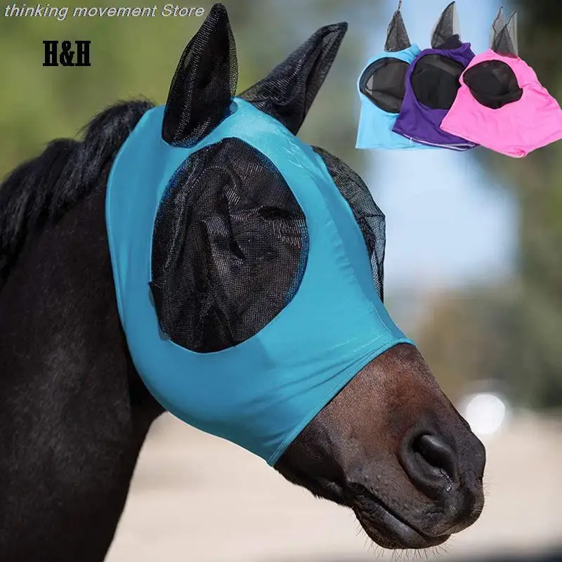 

Horse Masks Anti-Flyworms Anti Mosquito Breathable Stretchy Knitted Mesh Riding Equestrian Equipment