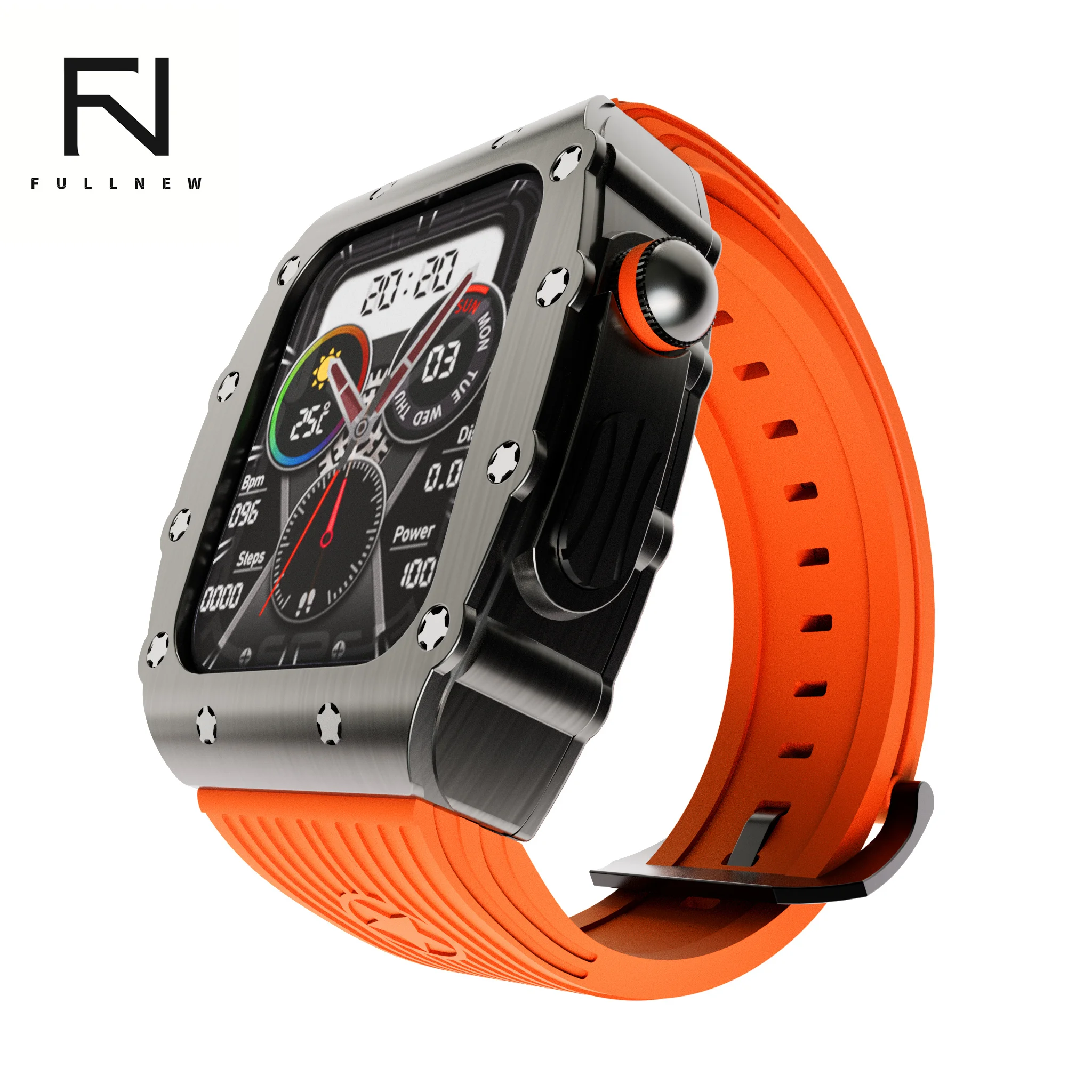 FULLNew 2022 44mm 45mm Richard Zinc Alloy Case Metal Case Silica Gel Watch Bands For Apple Watch Series 8 7 SE 6 5