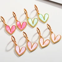 2 pairs of heart inlaid diamond enamel hoop earrings party ladies fashion pink drop pendant necklace accessories diy making