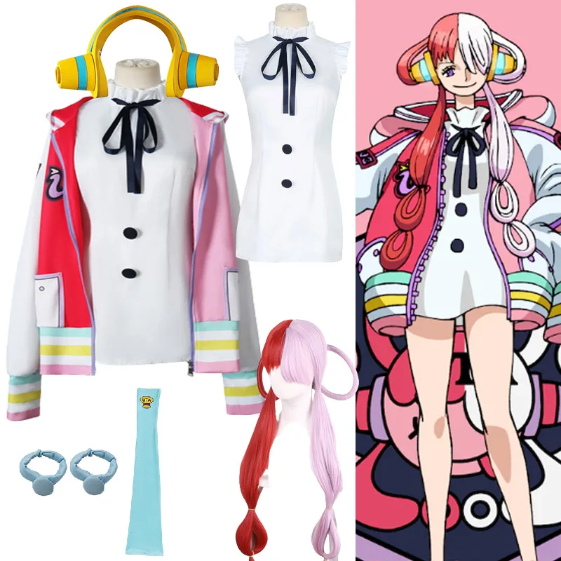 

Anime Cosplay Hoodie Dress Suit UTA Wig Costume Halloween Women Girl Cartoon Cute Movie Props Film RED Headphone Party