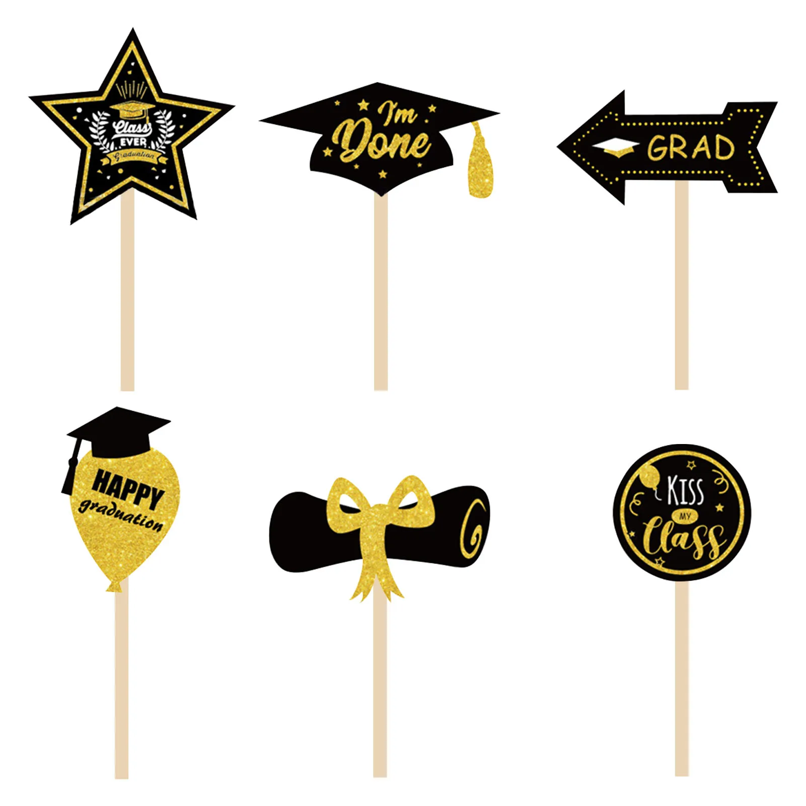 

48 PCS Graduation Cupcake Toppers Cupcake Decorations For Graduation Black And Gold 2022 Graduation Cupcake Picks Class Of 2022