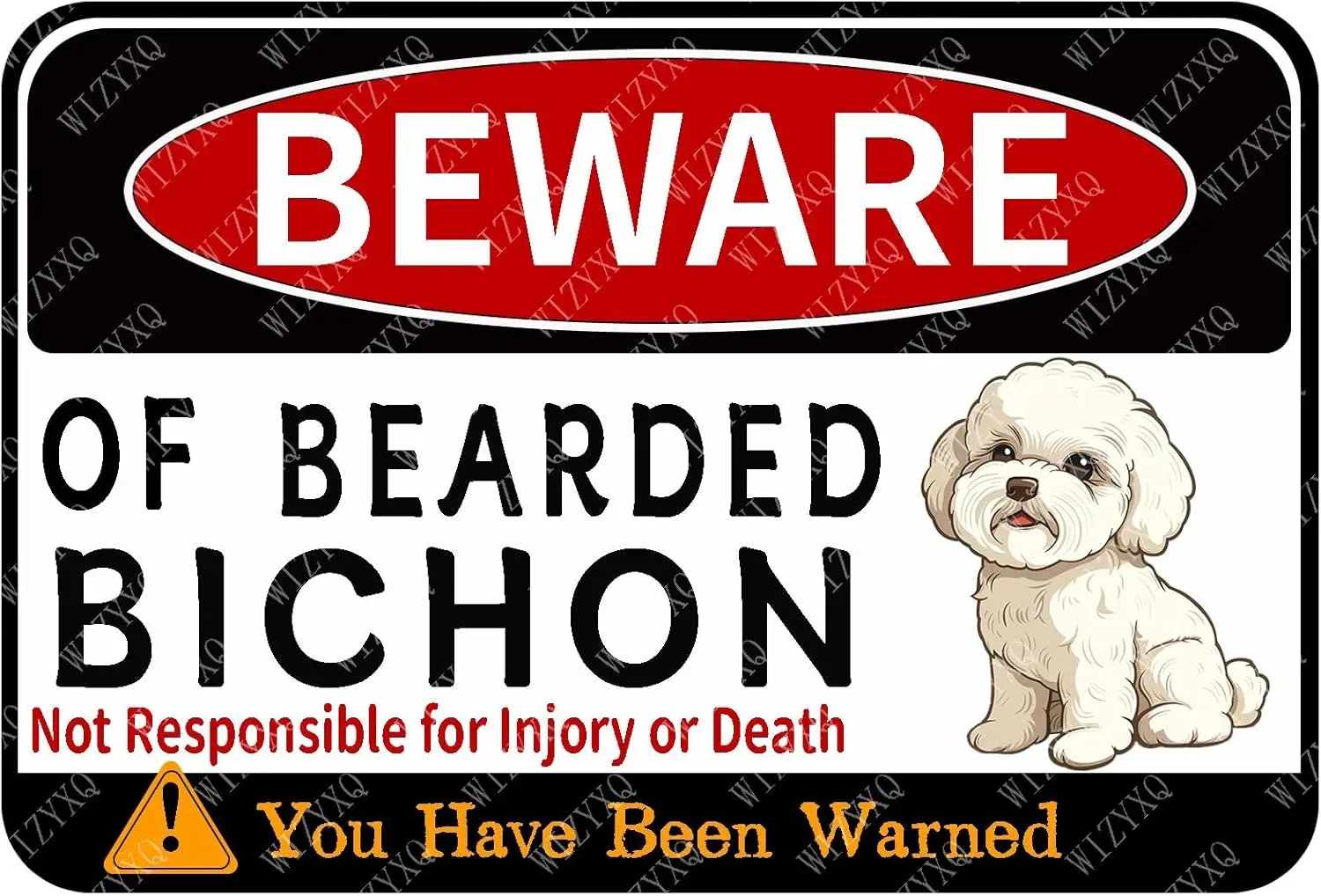 Metl Sgns Bewre Of Berded Bchon Sgn Vntge lumnum Tn для дома Grden Yrd Outsde Wll Decor 12x8 nch