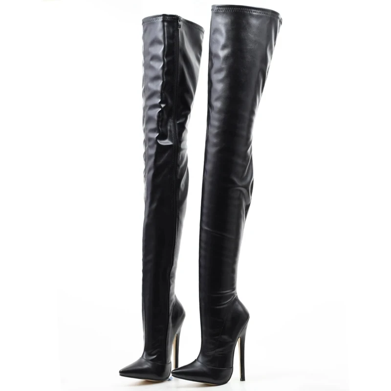 Women Slim Over-the-Knee Boots 18CM Super High Heel Pointed Toe Side Zipper 2023 Fashion Sexy Fetish Crotch Long Boots