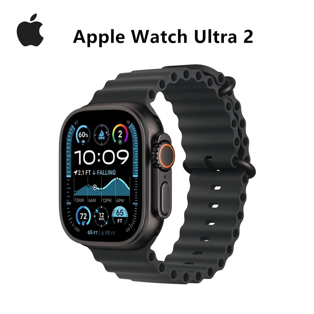 Фото Apple Watch Ultra 2 (GPS + сотовый, 49 мм) — черный титановый корпус с ремешком Black Ocean (версия для США) №1