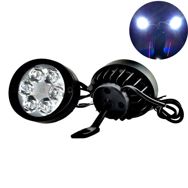 

2pcs Motorcycle Headlight Fog Driving Lights Front Head Lamp 6 LED 12V-85V Motorbikes Rear View Mirror Spotlights