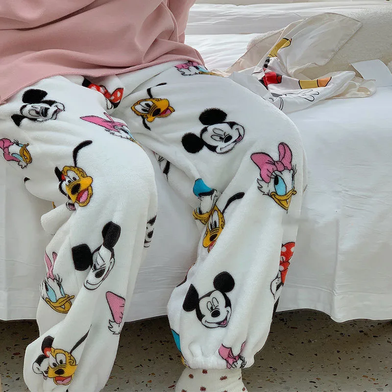 

Cartoon Plush Pajama Trousers Mouse Cute Casual Trousers Female Korean Flannel Soft Trousers Y2K Female New Clothes Christmas