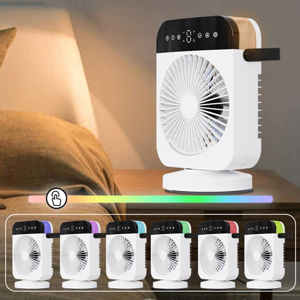 

Portable Mini Air Conditioner Desktop Fan for Home Cooling Fan Desktop 8h Timing 3 Modes + 4 Speeds Wind Cooling Mist Fan