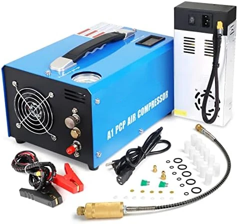 

PCP Air Compressor,4500Psi 30Mpa, Water/Oil-Free, One Button Start, Bursting disc, Powered by Car 12V DC or Home 110V AC with Ad