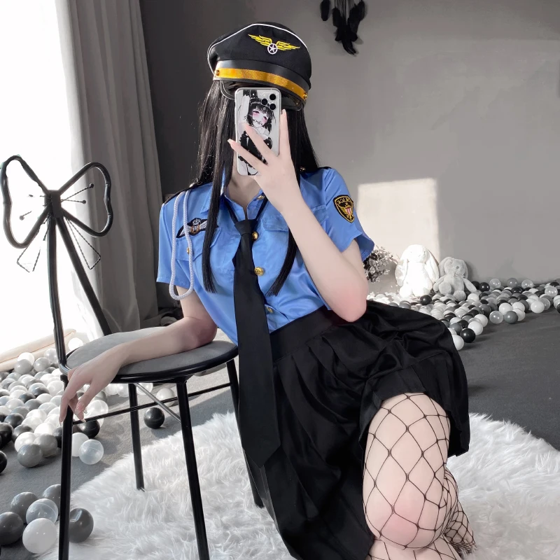Женская форма офицера полиции в Корейском стиле сексуальная одежда Гладкая