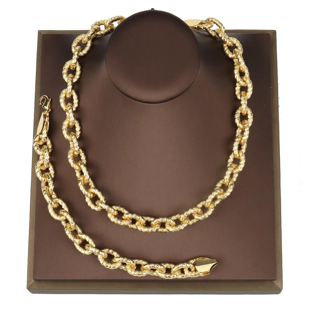 

18K Gilt Jewelry Sets for Women Earrings Metal Design Necklace Costume Big Necklace Ethiopia Bridal 2pcs Jewellery Gifts