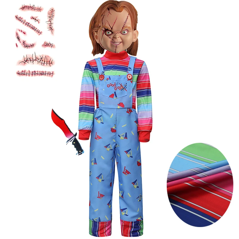 

Детский костюм для косплея Хэллоуина Чаки из детского фильма костюм на Хэллоуин рубашка с ужасным призраком кукла Комбинезоны для детей