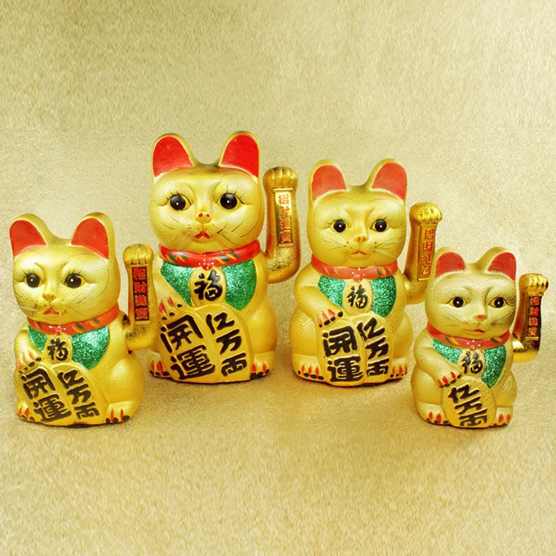 Китайский счастливый кот позолоченный керамический встряхиватель 7-17  дюймов счастливый кот миллион два счастливый кот открытие украшения  домашний декор | AliExpress