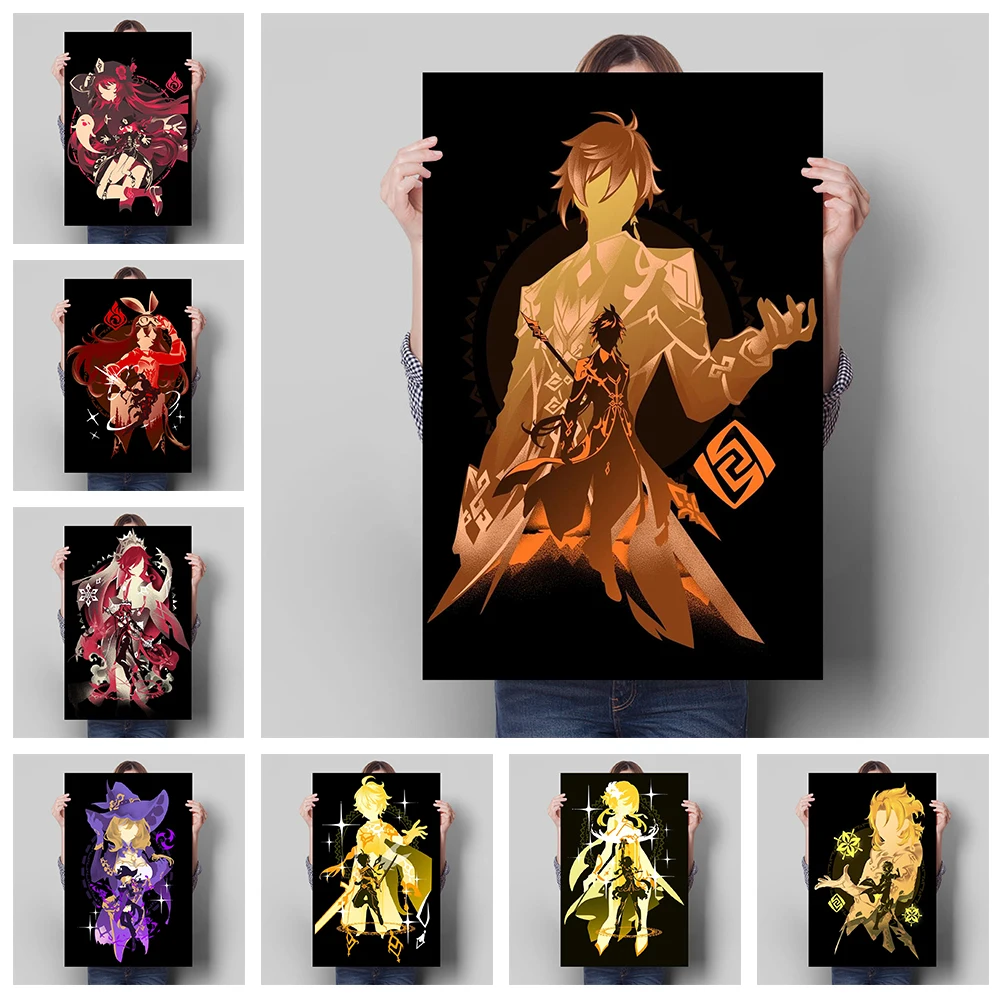 

Genshin Impact Game Poster Zhongli HuTao Xiao Keqing Canvas Painting Bedroom Wall Art Decoration Items Home Decor Aesthetic Gift