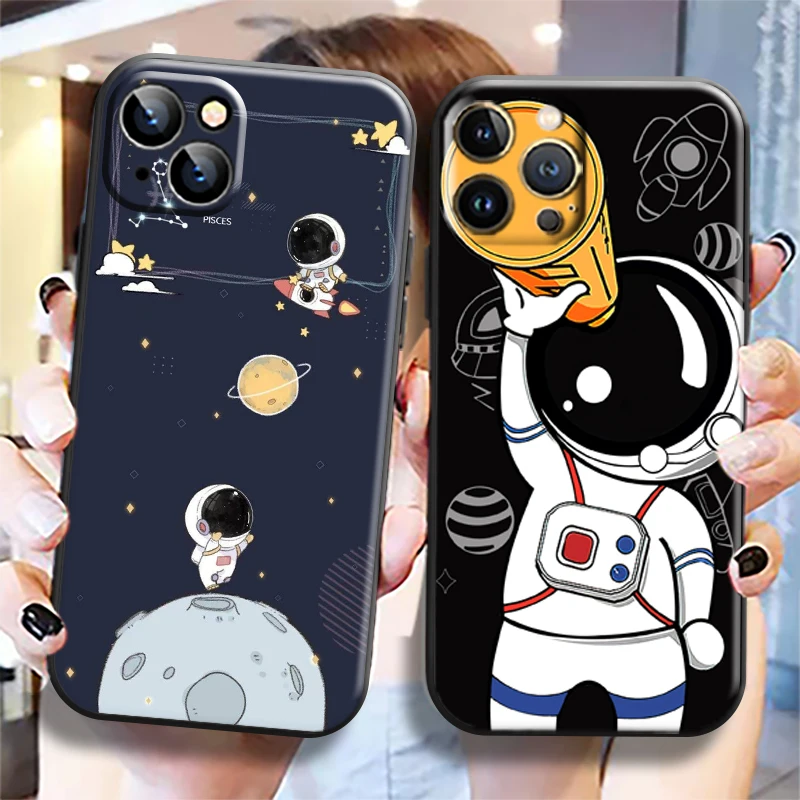 

Cartoon Astronaut Cute For Apple iPhone 13 12 11 Pro Max 13 12 Mini X XR XS Max 5 6 6S 7 8 Plus Phone Case Liquid Silicone coque