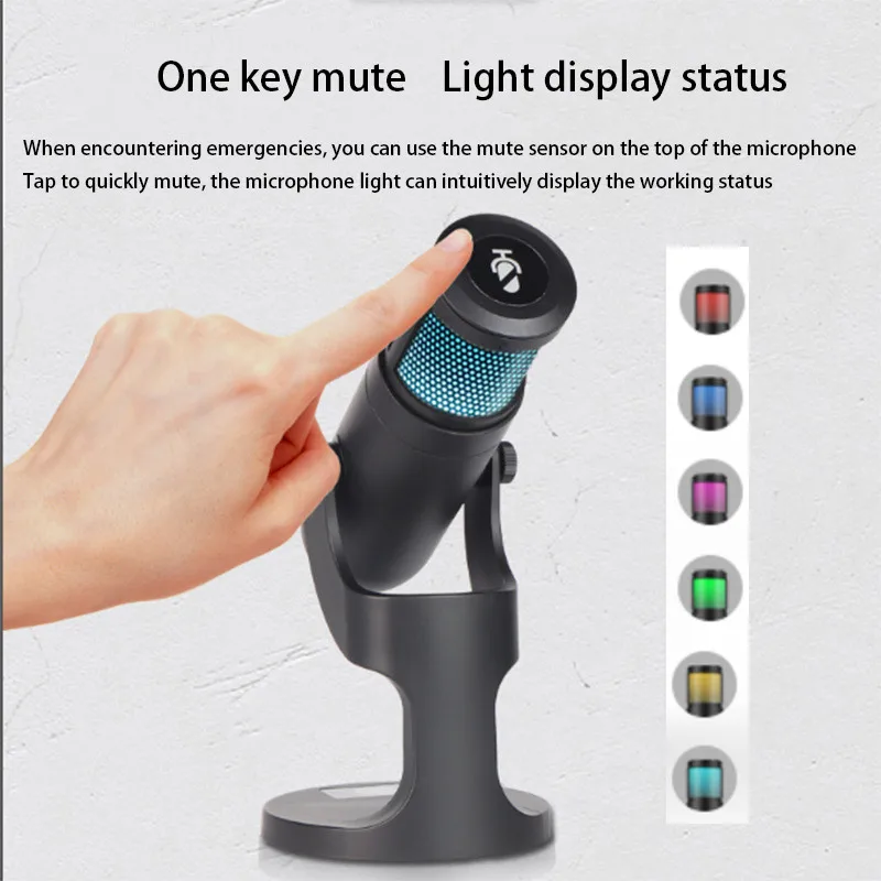 Конденсаторный USB-микрофон с подсветкой типа C микрофон для телефона ПК прямой