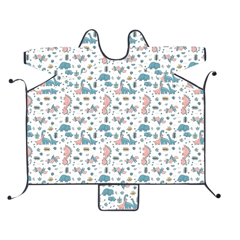 Нагрудник с длинными рукавами крепится к нагрудникам для детского стульчика и