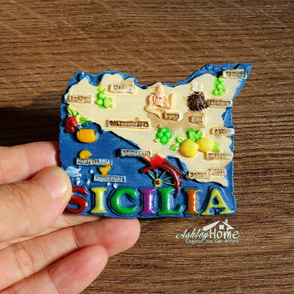 

Sicilia Map Italy Tourism Travel Souvenir Gift 3D Resin Refrigerator Fridge Magnet Refrigerator Sticker Home Decor