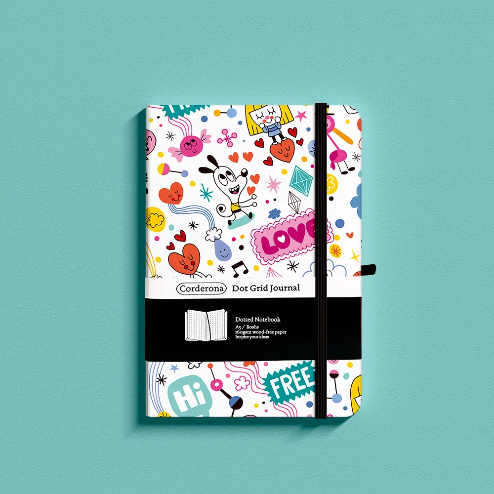 Lovely Puppy Bullet Dotted Journal 160gsm Elastic Band A5 Hard Cover Notebook