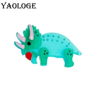 yaologe acrylic triceratops dinosaur brooch for women unisex fashion cartoon cute badge lapel office casual brooch pin gift