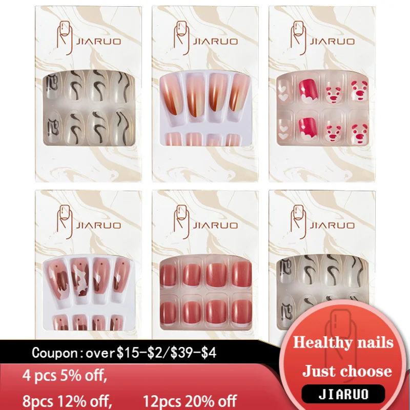 

Nail Art Fake acrylic supplies Nails equipment Clear Press on False with Glue Coffin Stick Display Full Cover Detachable Tipsy