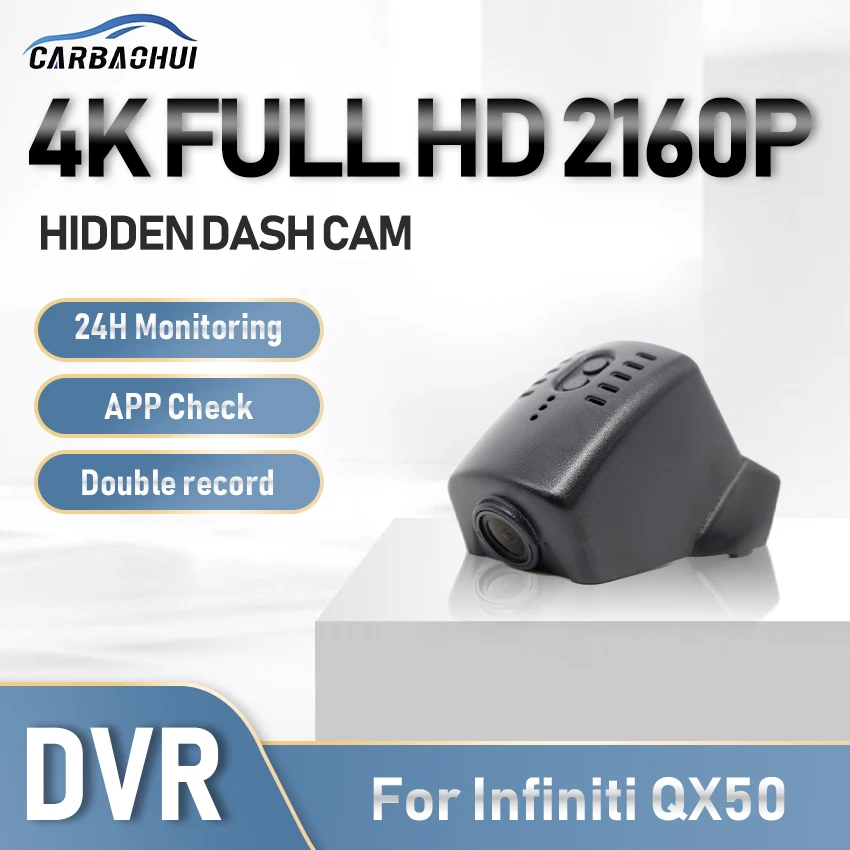 4K 2160P Car Avto DVR Dash Cam Camera HD Night Vision Wifi 24H Parking record Driving Video Recorder For Infiniti QX50 2018-2022