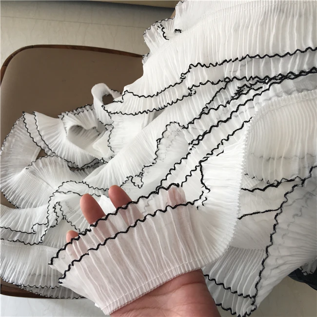 Шифоновая плиссированная кружевная отделка лента для шитья одежды своими руками