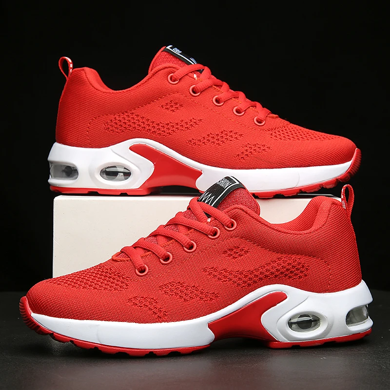 White Casual Women's Running Shoes 42 Comfortable Air Mesh Soft Women's Sneakers 41 Big Size Jogging Lace Up Women's Flat Shoes