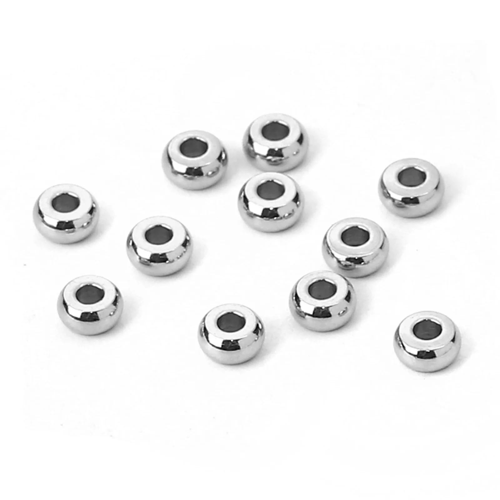 

20/30/50PCs Stainless Steel Spacer Beads Round Silver Color Loose Beads For Jewlery Making Diy Bracelet Accessories 4 5 6 7mm