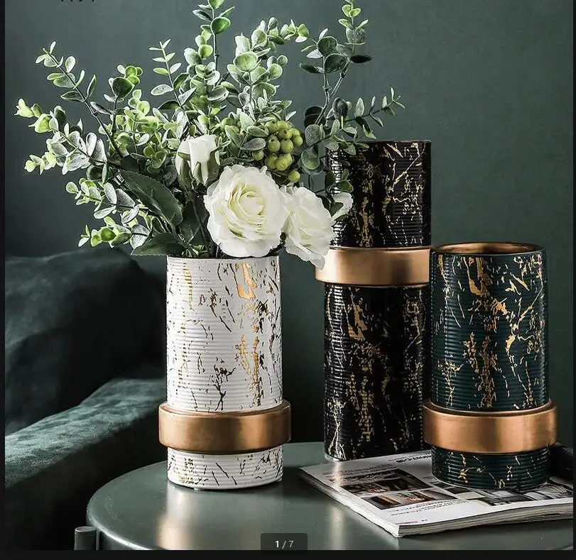 

Мраморная керамическая ваза, сушеные цветы, орнамент, Гидропонные вазы, настольные декоративные искусственные поделки