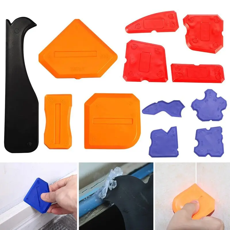 

4Pcs Window Door Silicone Sealant Spreader Caulking Spatula Scraper Cement Caulk Removal Tool Finishing Sealant Grout Tools