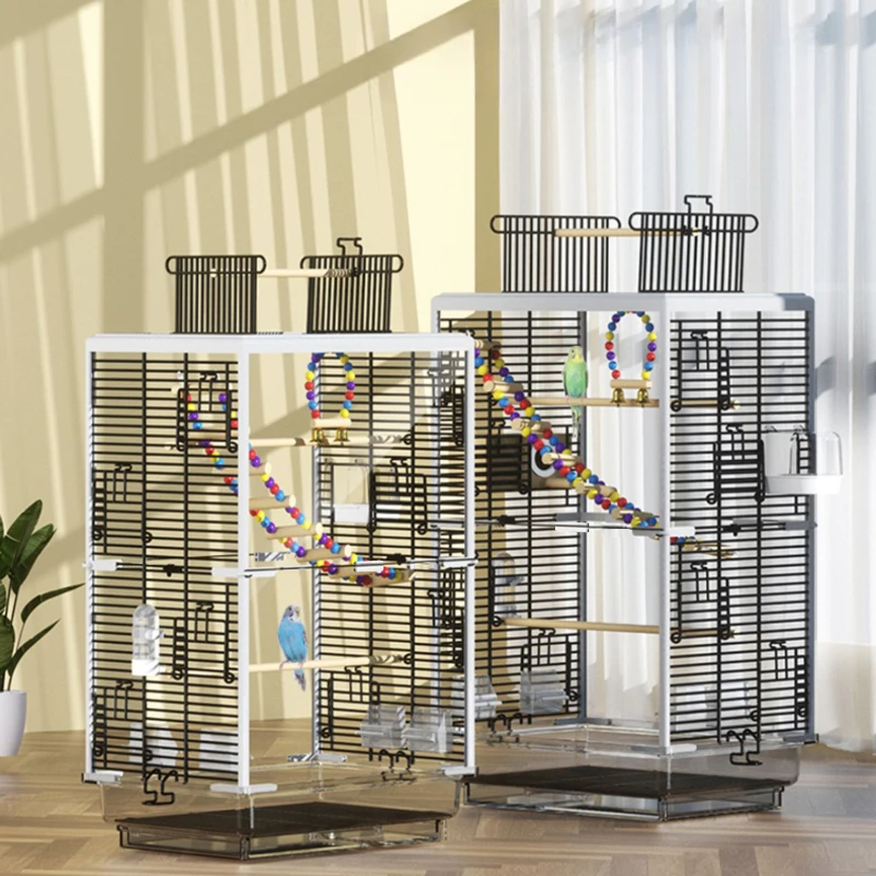 

Myna Luxury Bird Cages Villa Square Garden Large Size Parrot Bird Cages Electrogalvanizing Breed Vogelhuisje Pet Products QF50NL