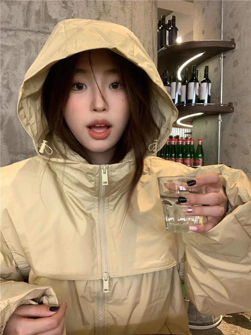 

GG1063 2022 New Korean Design Fashion Loose Solid Hooded Versatile Warm Long Sleeve Cotton Dress Women's Fashion