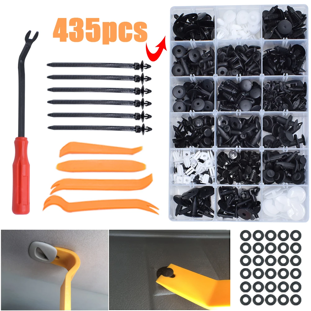 

435X Car Panel Trim Clip Radiator Grille Wheel Arch Fender Fastener Push Rivets Pin Bumper Screw Retainer For Ford Toyota Honda
