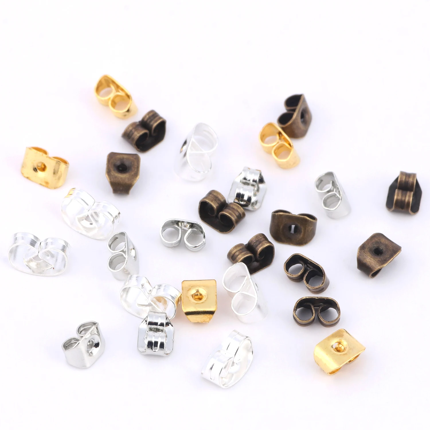 

200pcs/lot 6x3mm Earring Studs Backs Stopper Scrolls Ear Post Butterfly For Jewelry Making DIY Blocked Cap Earring Back Stopper