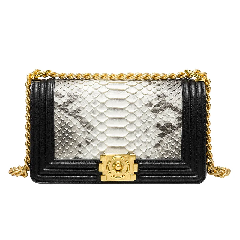 

Новинка 2021, сумка-мессенджер через плечо из змеиной кожи, Женская популярная сумка для мам, маленькая квадратная сумка на цепочке, легкая ро...