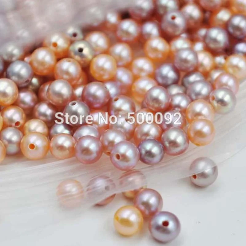 

Stunning 4.5mm round half drilled natural color real pearl loose beads wholesale