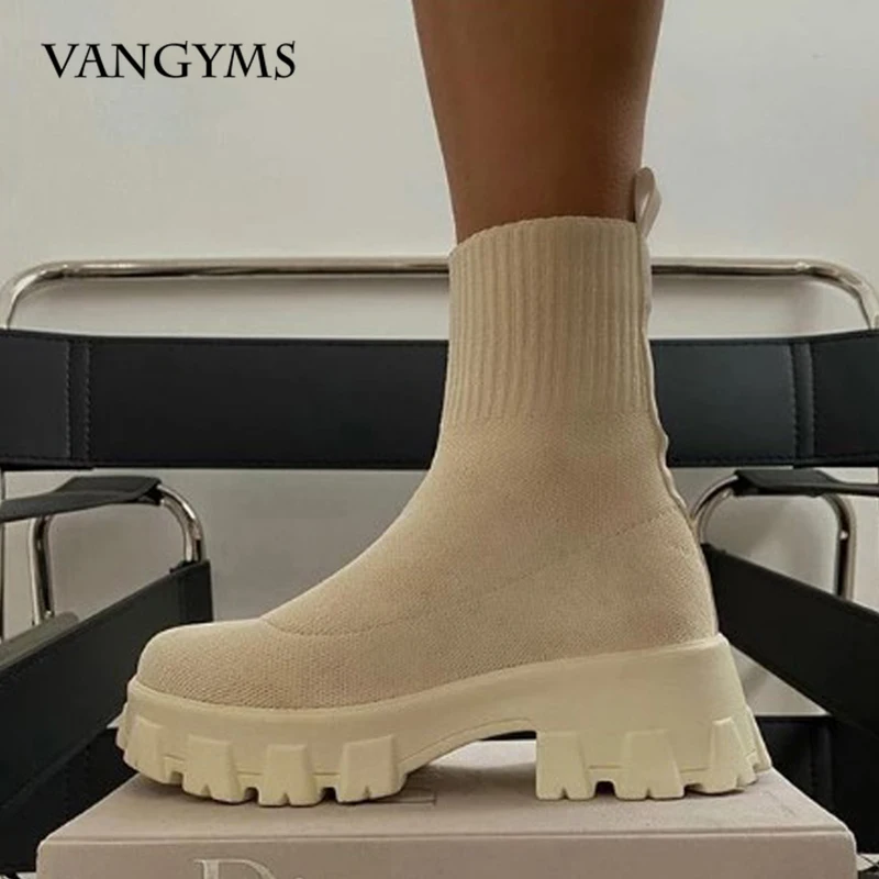 

Women Autumn Winter Boots Knitted Platform Ankle Boots Comfortable Breathable Women Boots Botas De Mujer Botines Botines