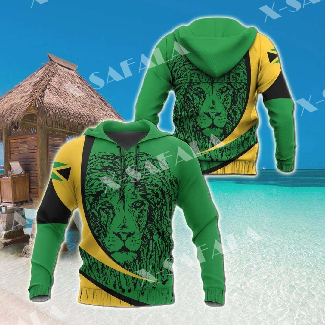 

Country Jamaica Coat Of Arms Emblem Flag Patriot 3D Full Print Size Hoodie Man Women Outwear Zipper Pullover Sweatshirt Unisex