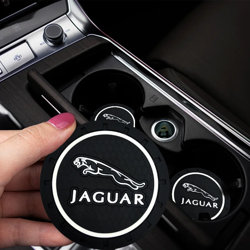 

1/2Pcs Car White border Cup Mat Silicone PU Non-Slip Coaster Accessories for Jaguar X-TYPE F-TYPE S-TYPE XE XF XJ XK XJR XFR XJS